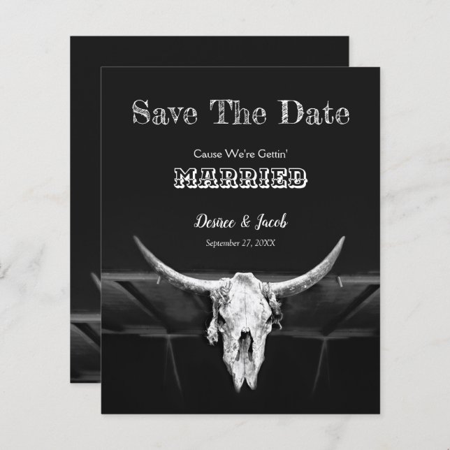 Budget Ouest Noir Et Blanc Enregistrer La Date (Devant / Derrière)