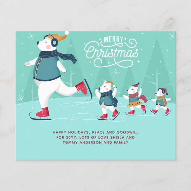 Budget Ours Polaires de Noël Patinage sur glace mi (Devant)