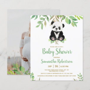 Budget Ours vert Baby shower Invitation
