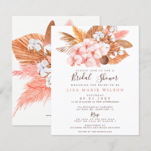Budget Pampas Blush Bridal Shower Invitation