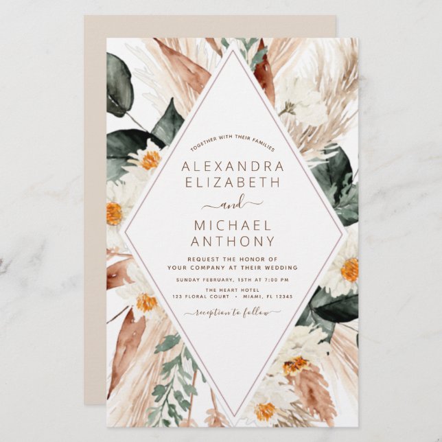 Budget Pampas Boho Eucalyptus Mariage (Devant / Derrière)