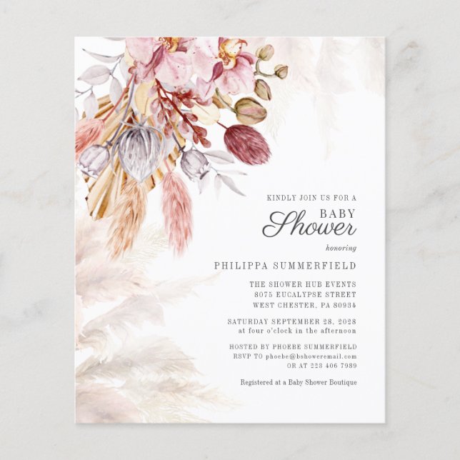 Budget Pampas Fleurs séchées Grass Baby shower fil (Devant)