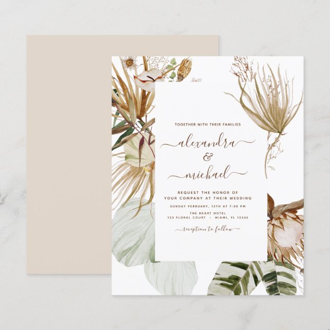 Budget Pampas Grass Bohème Bohème Mariage Tropical (Devant / Derrière)