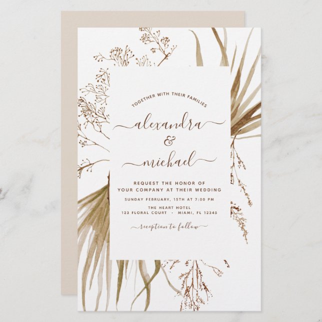 Budget Pampas Grass Bohemian Boho Mariage (Devant / Derrière)