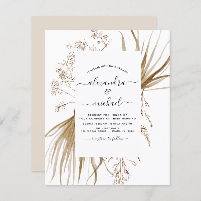 Budget Pampas Grass Bohemian Boho Mariage (Devant / Derrière)
