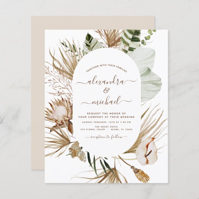 Budget Pampas Grass Bohemian Eucalyptus Mariage (Devant / Derrière)