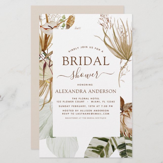 Budget Pampas Grass Boho Fête des mariées tropical (Devant / Derrière)