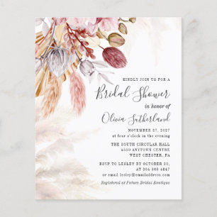 Budget Pampas Grass Bridal Show Invitation