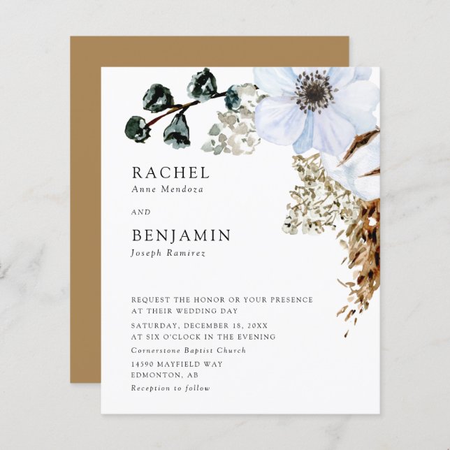 Budget Pampas Grass Elegant Boho Mariage Floral (Devant / Derrière)