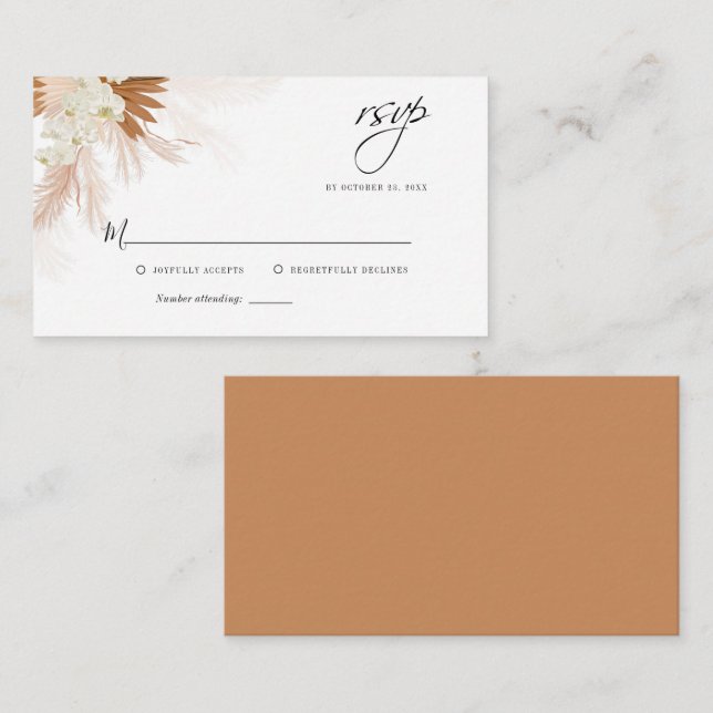 Budget Pampas Grass Floral Wedding Carte RSVP (Devant / Derrière)