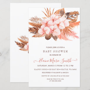 Budget Pampas Grass Girl Baby shower Invitation
