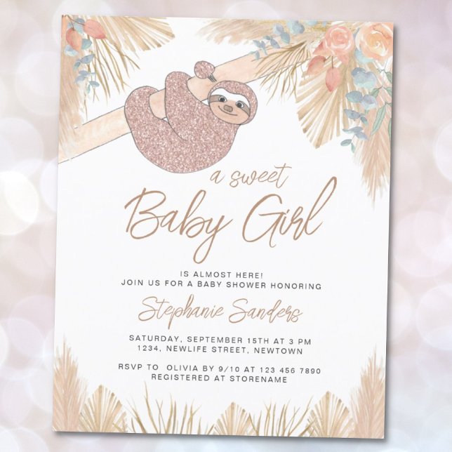 Budget Pampas Grass Girl's Baby shower Invitation (Créateur téléchargé)