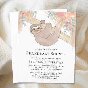 Budget Pampas Grass Grandma Baby shower Invitation