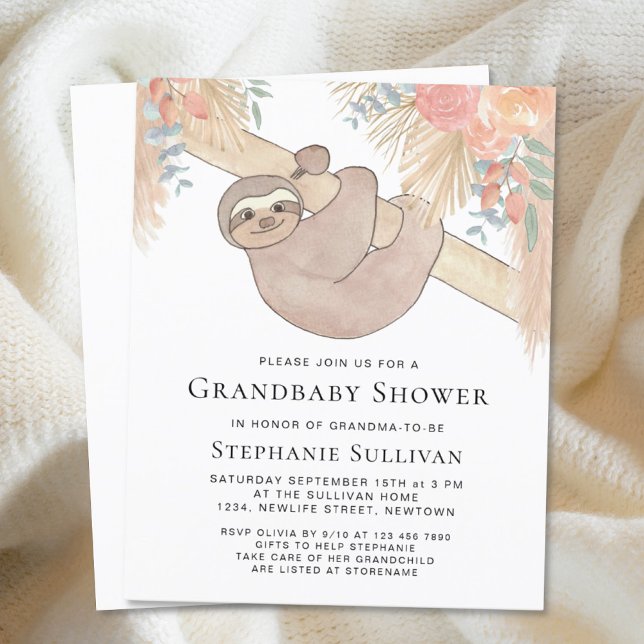 Budget Pampas Grass Grandma Baby shower Invitation (Créateur téléchargé)
