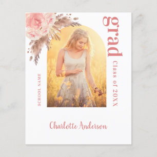 Budget pampas herbe blush graduation faire-part