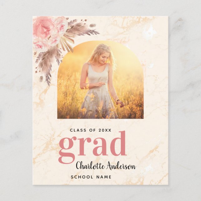 Budget pampas herbe blush graduation merci (Devant)