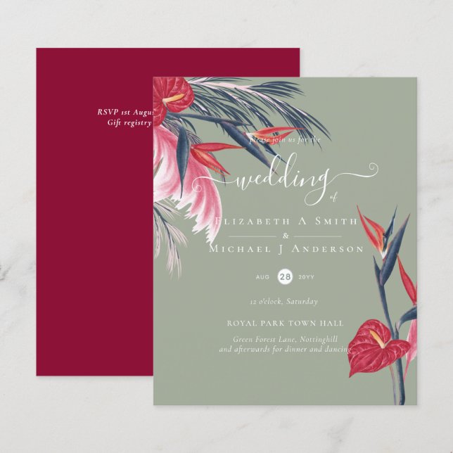 BUDGET Pampas Tropical Grass Marine Berry Mariage (Devant / Derrière)