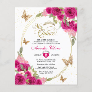 BUDGET Papillon Rose Or Quinceañera