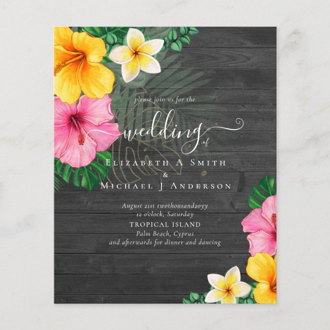 BUDGET Paradis tropical Plage Mariage Florales (Devant)