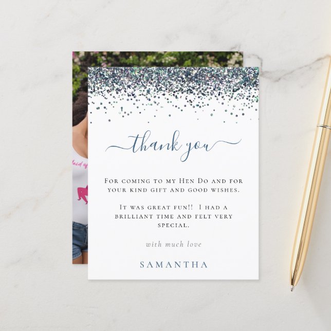 Budget Parties scintillant bleue Photo Hen Party M (Devant/Arrière en situation)