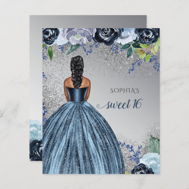 Budget Parties scintillant Blue Robe Sweet 16 anni (Devant / Derrière)