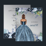 Budget Parties scintillant Blue Robe Sweet 16 invi<br><div class="desc">Parties scintillant Budget Argent Bleu Étincelle Robe Douce 16 Anniversaire Invitation. Cheveux Brown courts de la peau foncée</div>
