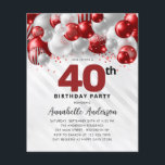 Budget Parties scintillant de ballons d'argent rou<br><div class="desc">Glam Bourgogne Rouge Argent Parties scintillant Étincelle N'Importe Quel Âge Anniversaire Invitation</div>