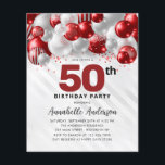 Budget Parties scintillant de ballons d'argent rou<br><div class="desc">Glam Bourgogne Rouge Argent Parties scintillant Étincelle N'Importe Quel Âge Anniversaire Invitation</div>