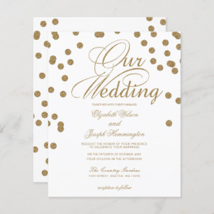 Budget Parties scintillant or Confetti Faire-part