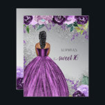 Budget Parties scintillant Purple Robe Douce 16 an<br><div class="desc">Parties scintillant Budget Argent Violet Éperche Robe Douce 16 Anniversaire Invitation. Peaux foncées Cheveux noirs</div>
