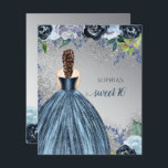 Budget Parties scintillant Robe Bleue Douceur 16 I<br><div class="desc">Parties scintillant Budget Argent Bleu Étincelle Robe Douce 16 Anniversaire Invitation. Cheveux Brown de peau lisse</div>