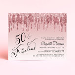 Budget Parties scintillant rose 50e anniversaire I<br><div class="desc">Elegant,  chic and budget-friendly 50th birthday invite featuring "50 & Fabulous" ont fait des courses dans stylish script against à ombre pink background,  with rose et gold rose faux glitter dripping down. You can personalize with name and the details.</div>