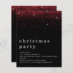 Budget Parties scintillant rouge Noël Invitation n