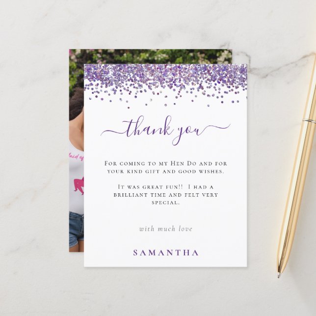 Budget Parties scintillant violet photo Hen Party  (Devant/Arrière en situation)