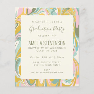 Budget Pastel Marbre Invitation de la fête de grad