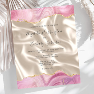 Budget Pastel Pink Gold Agate Mariage en soie ivoi