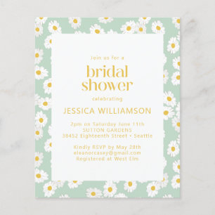 Budget Pastel Sage Green Daisies Fête des mariées