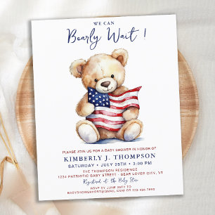 Budget Patriotic Teddy Bear Baby shower Invitation