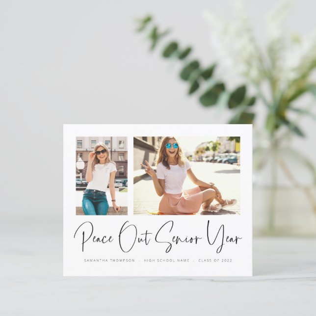 Budget Peace Out 2 Photos 2022 Grad Faire-part (Debout devant)