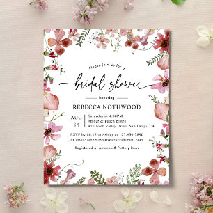 Budget Peach Florals Bridal Shower Invitation