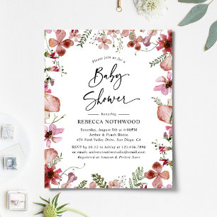Budget Peachy rose Baby shower Floral Invitation