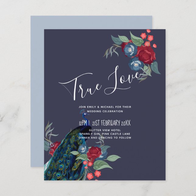 BUDGET Peacock Bleu Bourgogne Mariage de automne d (Devant / Derrière)