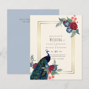 BUDGET Peacock Bleu Bourgogne Mariage de automne d