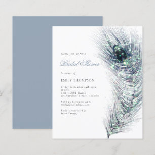 Budget Peacock Feather Bridal Douche Invitation