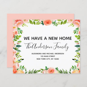 Budget Pêcher Corail Floral Moving Faire-part