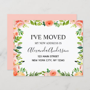 Budget Pêcher Corail Floral Moving Faire-part