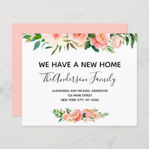 Budget Pêcher Corail Floral Moving Faire-part