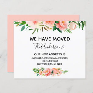 Budget Pêcher Corail Floral Moving Faire-part