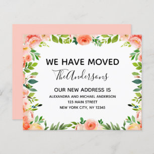 Budget Pêcher Corail Floral Moving Faire-part