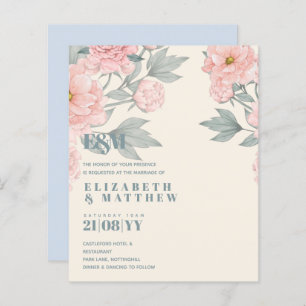 Budget Pêcher Floral Dusty Blue Sage Mariage feuil